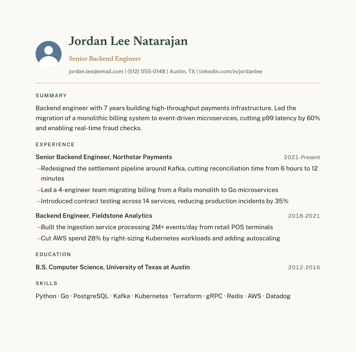 Ledger resume design